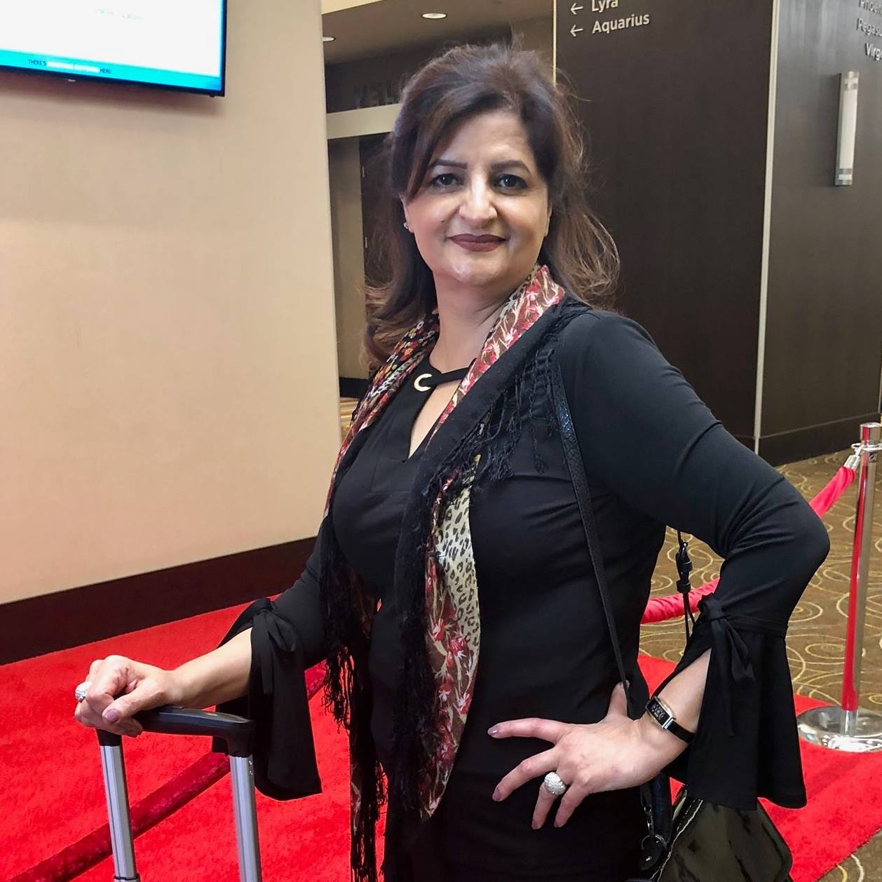 Gul, owner and lead stylist at Hair Care Studios, at a professional industry event